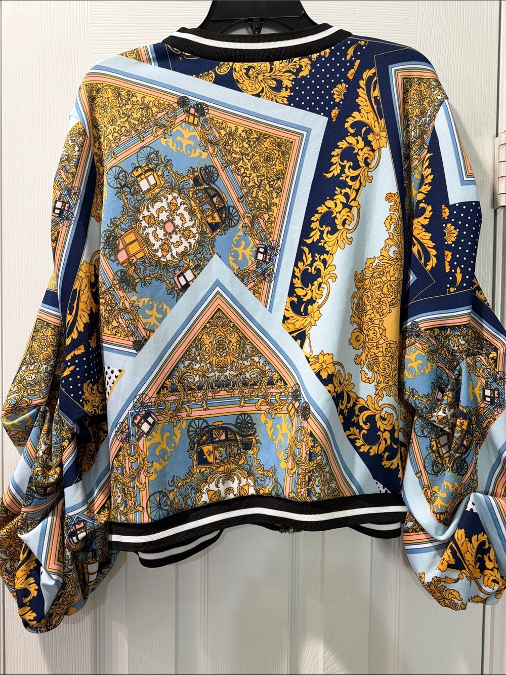Fashion Nova Blue & Gold Baroque  leggings Pantsuit - Picture 5 of 6